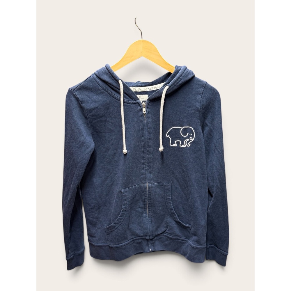 Ivory Ella Navy Blue Anchor Elephant Full Zip Hoodie Sweatshirt XS